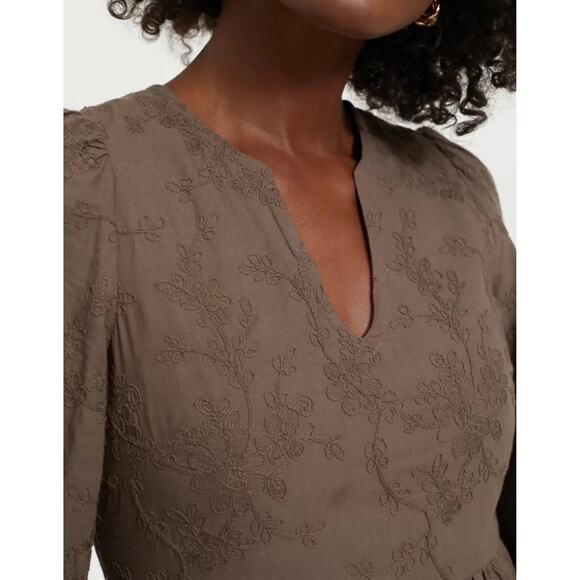 Tuckernuck Hyacinth House Women's Brown Textured Becca Bell-Sleeved Dress Small - Picture 5 of 15